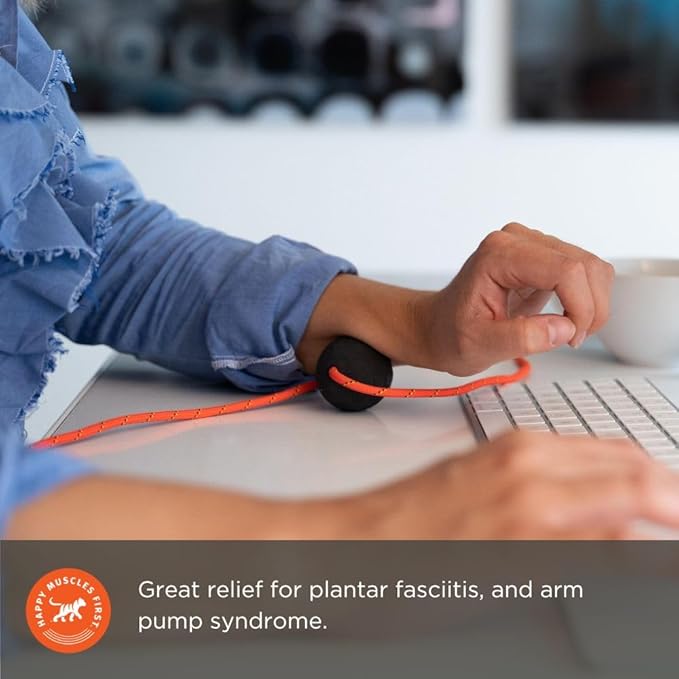 Tiger Tail Tiger Ball 1.7 Foam Roller Ball + 50”+ Corded Rope – Deep Tissue Massage Ball: Feet, Legs, Neck, Back – Trigger Point Massage Therapy – Relieve Muscle Soreness – Muscle Recovery