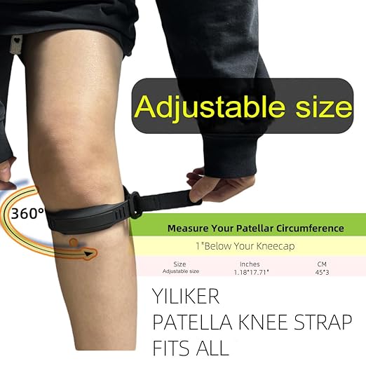 Patellar Tendon Support Strap 2pcs: Adjustable Silicone Knee Brace for Pain Relief, Tendonitis & Basketball Running Support (Women) (Dark)