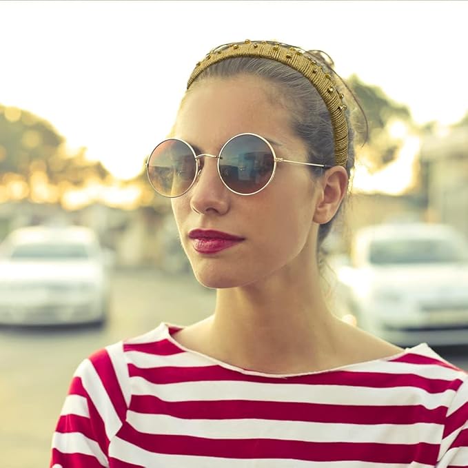 Madison Tyler Headbands for Women | Fashion Boho Headbands Top Knotted With Rhinestones Elastic Workout Hairbands | Outdoor and Party Headbands for Women Non Slip (linen color with rhinestones)