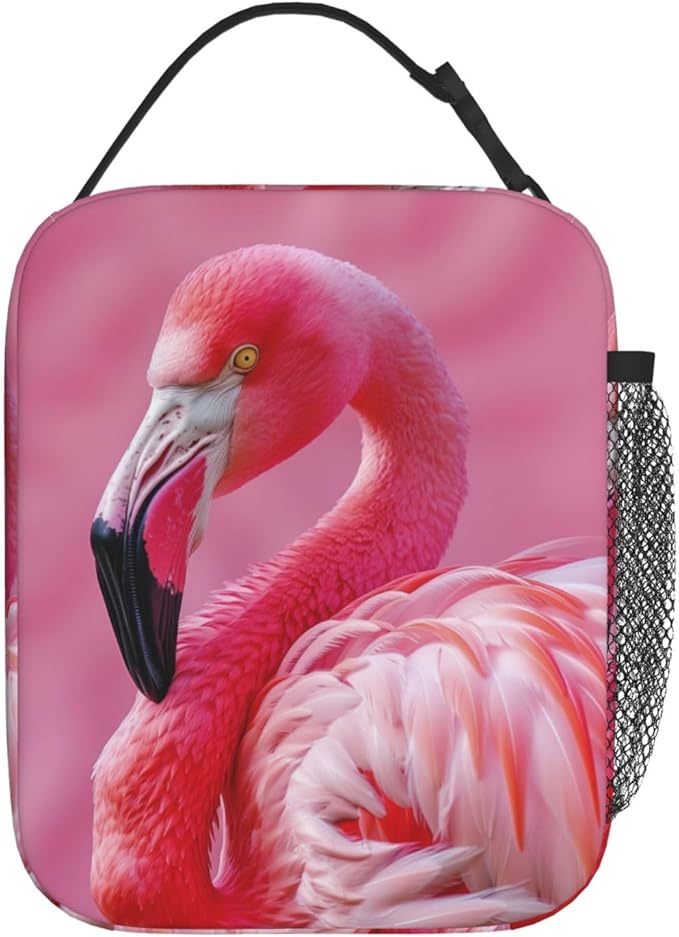 Lunch Box for Women Men, Pink Cute Flamingo Insulated Lunch Box Reusable Portable Lunch Bag Cooler Tote Waterproof Lunch Container for Office Picnic Work Travel Hiking