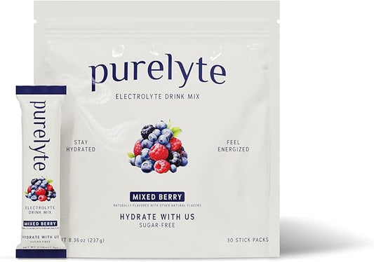 Electrolyte Drink Mix – Sugar-Free Hydration Powder Packets – Clean Electrolytes with Trace Minerals – Keto, Vegan, Gluten-Free – No Artificial Sweeteners – 30 Sticks – Mixed Berry