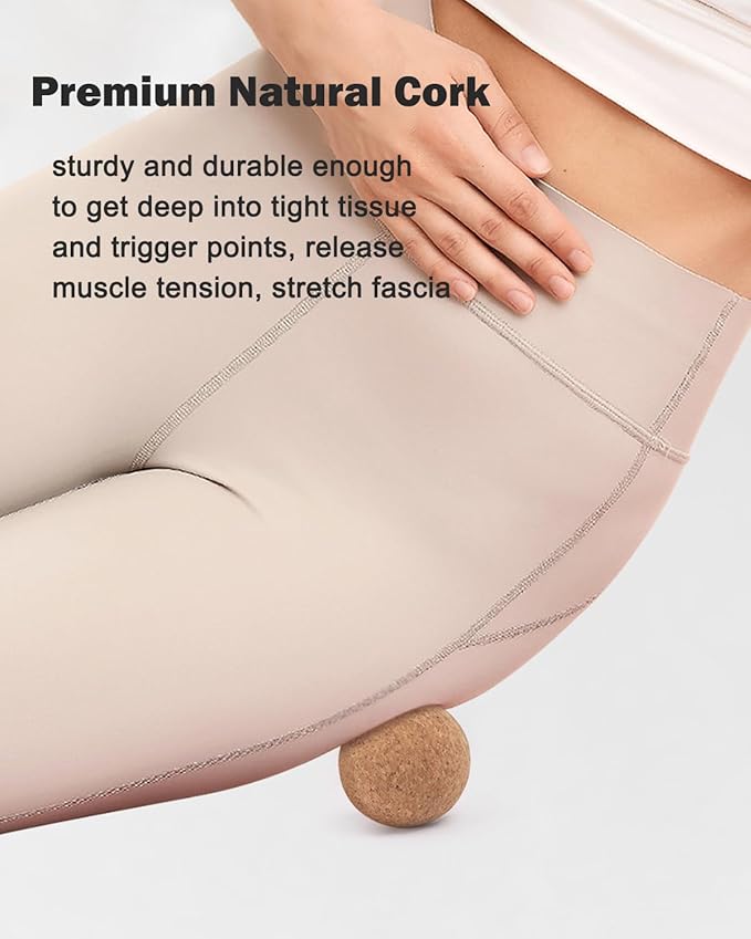 KITWILD Cork Massage Ball - High Density Fine Particles for Deep Tissue Muscle Massage, Myofascial Release, and Yoga Therapy - 2 Inch Lightweight Lacrosse Ball