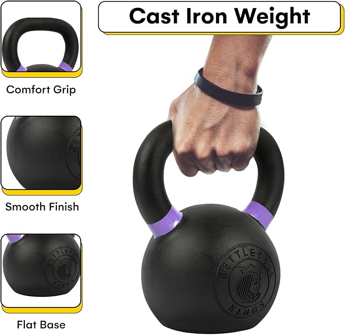 Kettlebell Kings Powder Coated Kettlebell Weights - 9-97 lb Strength Training Kettlebells for Men and Women - Hand Weights Workout Gym Equipment - Weights Set for Home Gym- New