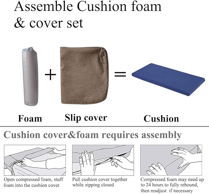 Piano Bench Cushion for Indoor Shoe Storage Non Slip Picnic Bench Pad for Kitchen Dining Table Seat 36 x 14 inch Blue