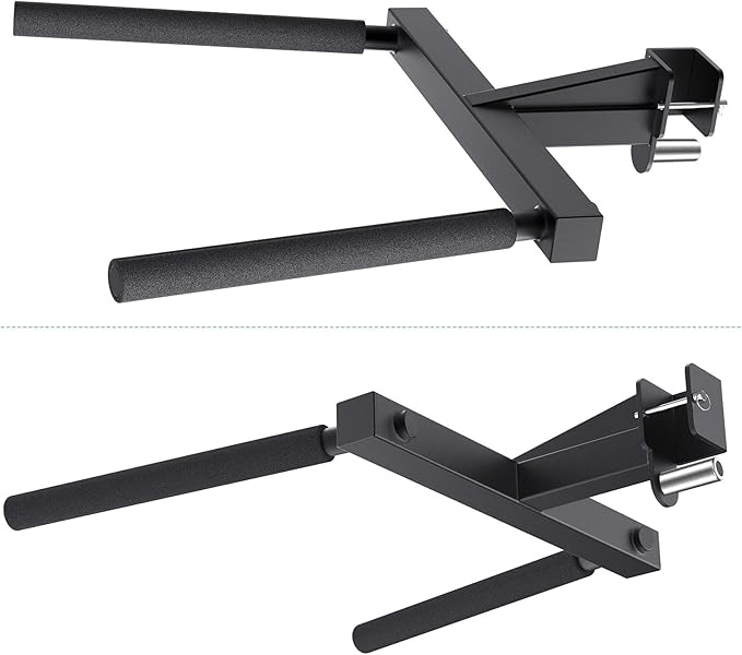 SELEWARE Y-Shaped Dip Bar for 2"x2" or 3"x3" Power Rack with 5/8" or 1" Holes, Heavy Duty Dip Bar Attachment with Non-Slip Grips, Squat Rack Accessories for Home Gym Strength Training