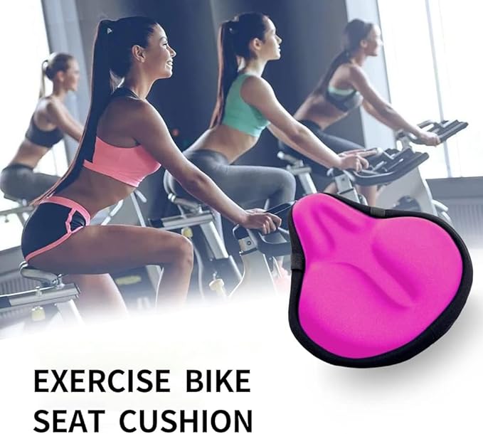 Bike Seat Cover, HUIOK Wide Gel Exercise Bike Seat Cushion for Women Men Comfort, Fits Spin, Stationary and Cruiser Bikes, Indoor Outdoor Cycling, Water Dust Resistant Cover Included