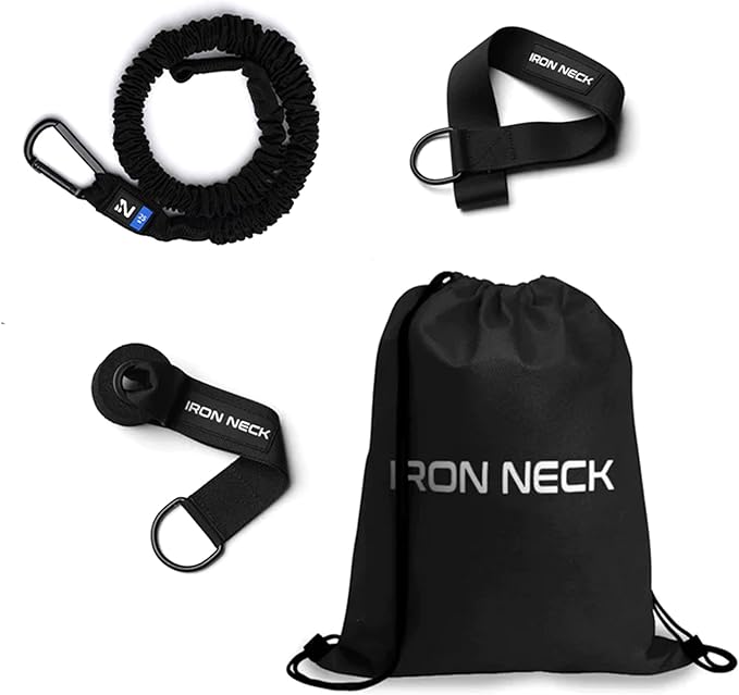 Iron Neck Resistance Band, Durable Exercise Band with Steel Carabiners for Neck Training, Strength Workouts, Stretching, and Rehab