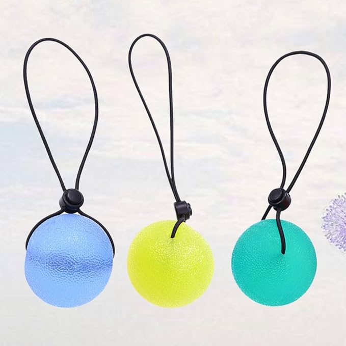 3pcs Silicone Grip Strengthening Balls for Grip Strength Exercise Squeeze Balls with Elastic String Decompression Toys Stress Relief Arm Exercise Equipment