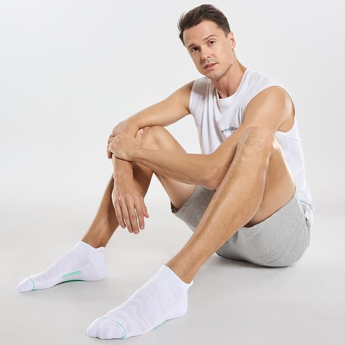 FITRELL Men's 6 Pack Ankle Running Socks Low Cut Cushioned Athletic Sports Socks 7-9/9-12/12-15