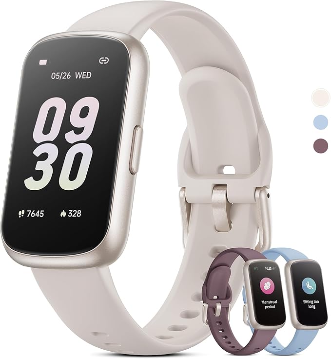 Health Fitness Tracker Smart Watch with 24/7 Heart Rate, Blood Oxygen, Sleep Tracker, Pedometer, 3 Colorful Bands & 3ATM Waterproof Activity Tracker with Step Calorie Counter, Starlight