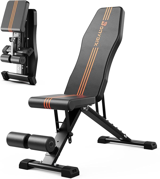 800LBS Adjustable Weight Bench - Bonvork Foldable Workout Bench Press with 20.5'' Extended Base for Home Gym, Folding Decline Incline Strength Training Bench for Full Body Exercise - 2024 Version