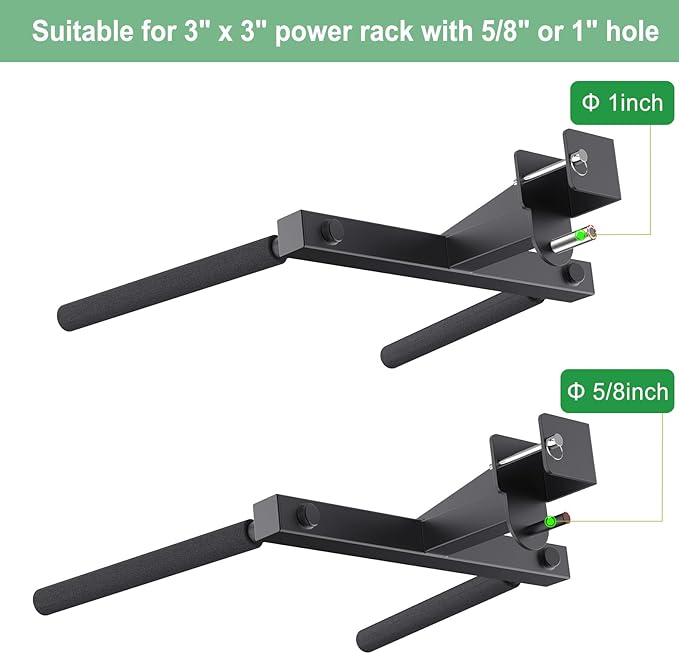 SELEWARE Y-Shaped Dip Bar for 2"x2" or 3"x3" Power Rack with 5/8" or 1" Holes, Heavy Duty Dip Bar Attachment with Non-Slip Grips, Squat Rack Accessories for Home Gym Strength Training