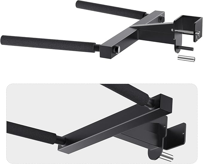 SELEWARE Y-Shaped Dip Bar for 2"x2" or 3"x3" Power Rack with 5/8" or 1" Holes, Heavy Duty Dip Bar Attachment with Non-Slip Grips, Squat Rack Accessories for Home Gym Strength Training