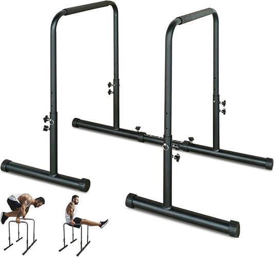 Power Tower Dip Station Pull Up Bar Stand Adjustable Height Heavy Duty Multi-Function Fitness Training Equipment