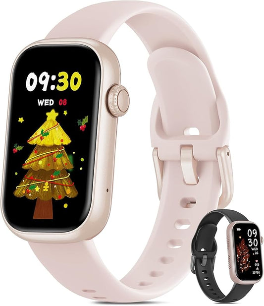 Fitness Tracker for Men Women, 24/7 Heart Rate, SpO2 and Sleep Monitor Health Watch, Calorie Step Counter Fitness Watch IP68 Waterproof Smart Watch for Android and iOS, Blush Pink