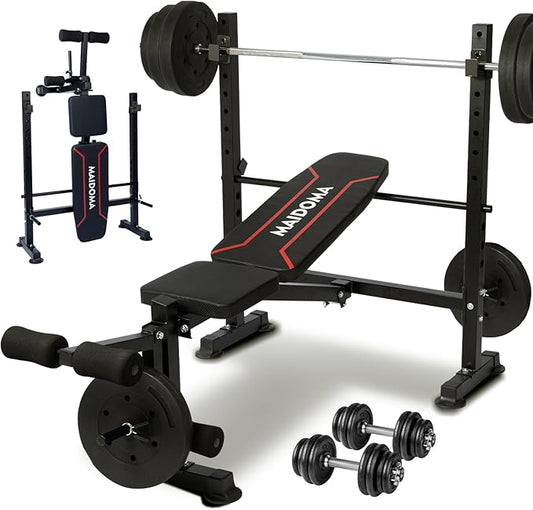 1500LBS 8 in 1 Olympic Weight Bench Set with Leg Extension/Curl and Preacher Curl, Bench Press Set and barbell Rack with Safety Bar Catches, Foldable Workout Benches for Home(US Stock)