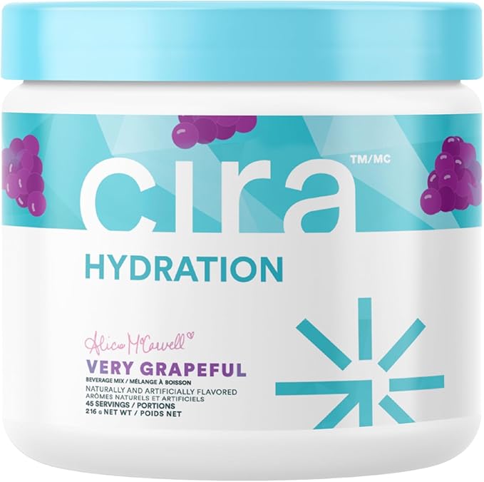 Cira Hydration Powder (45 Servings) x Alicia McCarvell's Electrolyte Drink Mix with Himalayan Salt for Dehydration Relief and Recovery - Very Grapeful
