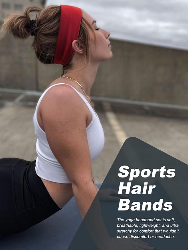 DRESHOW 8 Pack Sports Headbands for Women Non-Slip Stretchy Fashion HairBand Curly Hair Headband Soft Hair Accessories for Daily Wear Workout Yoga Running