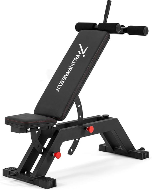 Adjustable Weight Bench for Home Gym, Decline Flat Incline Bench with Leg Extension & Preacher Curl Attachment for Bench Press, Sit Up, Leg Curl & Ab Workout