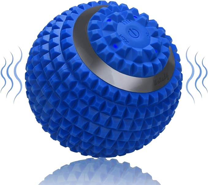 Vibrating Massage Ball 4-Speed High-Intensity Fitness Yoga Massage Roller, Relieving Muscle Tension Pain & Pressure Massaging Balls (Blue)