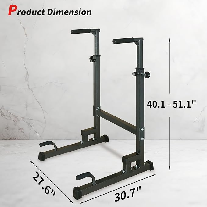 Adjustable Height Dip Bar Station, Heavy Duty Dip Station Push Up Bar for Home Gym,Multi-function Dip Station Pull Up Bar Full Body Strength Training Workout Fitness Equipment for Tricep Dips