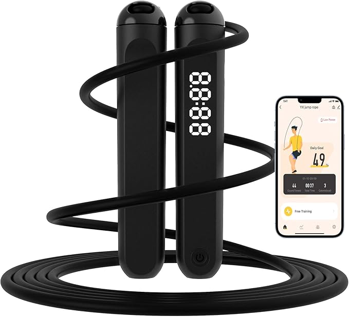 Jump Rope With Counter and App - Tangle-Free Rapid Speed Skipping Rope for Fitness, Home Exercise, Workout - Gifts for Adults, Women, Men, Kids