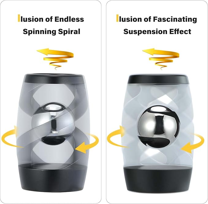 Kinetic Optical Illusion Toys, Kinetic Desktop Fidget Spinner Toys, Cool Gadget Desk Toy Fidget Toys Gift for Various Holidays, Kinetic Spinner Ball Relieve Stress Anxiety for Kids and Adults (Black)