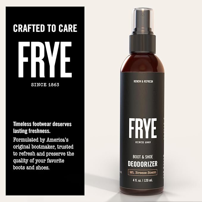 FRYE Boot & Shoe Deodorizer Spray - Powerful Enzyme Formula Spray for Shoe Odor Elimination in All Footwear (Mt. Breeze)