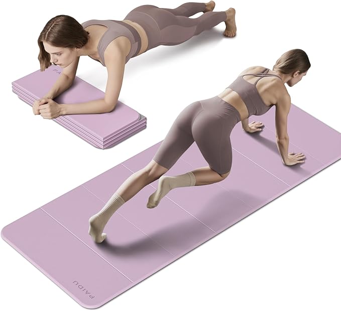 Foldable Fitness Yoga Mat | 2/5" (10MM) Extra Thick | SGS Certified Non-Slip TPE | 75x26" Extra Long-Wide | Portable & Easy Store | for Yoga, Pilates, Home Gym & Full-Body Workouts