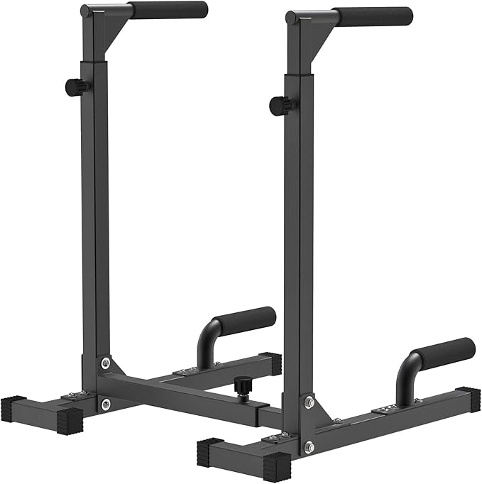 SELEWARE Heavy Duty Dip Bar, Adjustable Width & Height Dip Station Home Gym Fitness Equipment, 800lbs Capacity, Multifunctional Strength Training Dip Stand with Push Up Bar for Tricep Dips, L-Sits