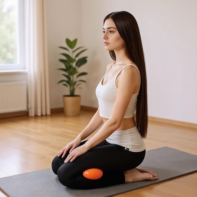 Yoga Massage Ball Smooth Ball – 4 inches Adjustable Firmness Massage Roller Balls for Back, Neck & Floor Therapy – Gentle Deep Muscle Relief for Sensitive Soft Tissue (red)