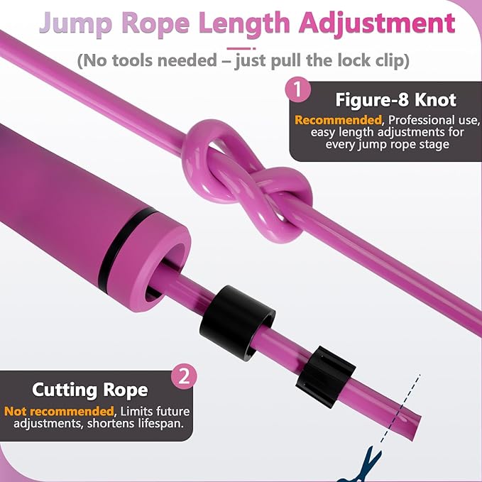 Weighted Jump Rope, 1LB Tangle-Free Ball Bearing Rapid Speed Skipping Rope for Men Women, Adjustable 9mm Cotton & PVC Rope with Alum Handle for Boxing MMA Weight-Loss Athletic Workout Fitness