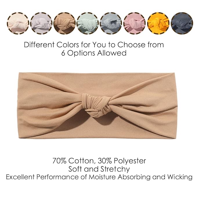 8 Pack Knot Headbands for Women Non Slip Boho Wide Hair Bands Yoga Workout Running Sport Elastic Twist Knotted Headwrap for Girls (C Spring)