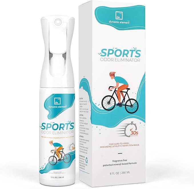 Sports Gear Odor Eliminator Spray - Unscented Deodorizer for Helmets, Gloves, Hockey Pads, Yoga Mats & Shoes - Mineral-Based - 9 fl oz