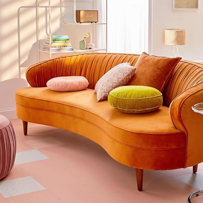 Round Floor Pillow Cover Velvet Throw Seating Pouf Yoga Meditation Cushion Plush Case Reading Room Decor Cover Only (19.7IN, Yellow)