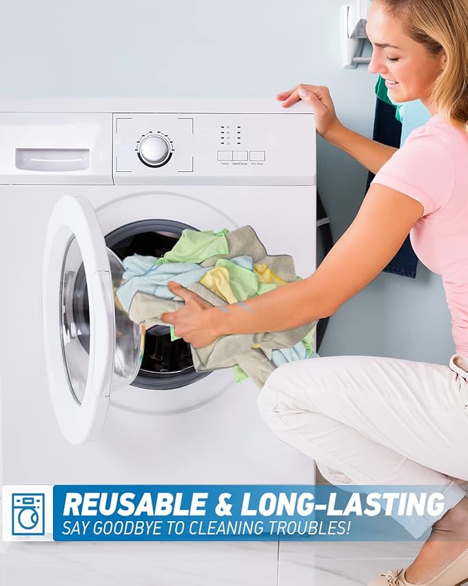 Microfiber Cleaning Cloth-24Pcs (13x13 inch) Ultra Soft Highly Absorbent Rags for Housekeeping-Machine Wash (Blue)