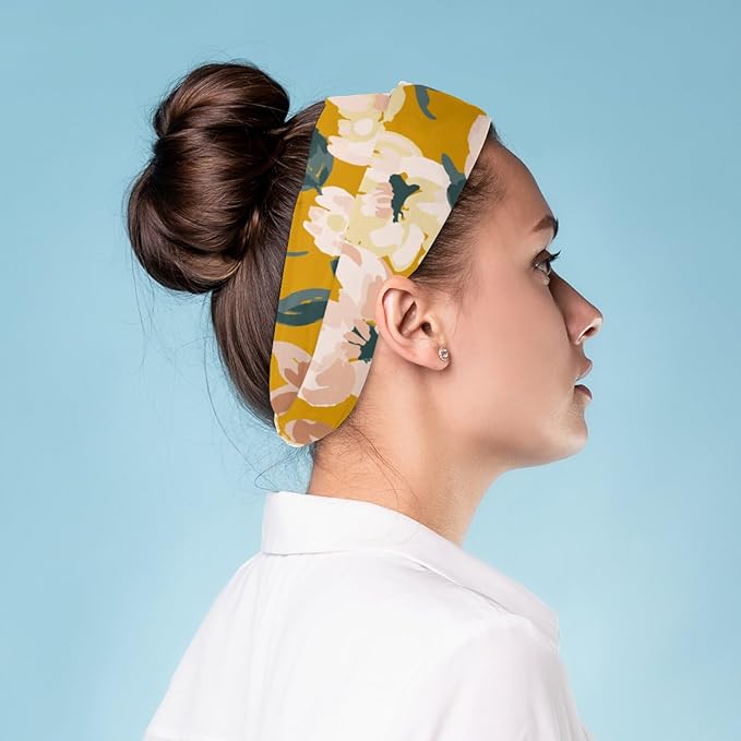 Women's Headband Yoga Workout Exercise Headbands Elastic Hair Band for Women’s Hair, Flower