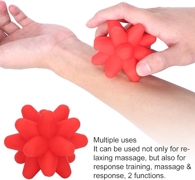 Diohce Spiky Massage Ball, Acupoint Physical Massage Balls, for Foot Massage, Deep Tissue Massage Ball, Point Plantar Fasciitis Relief (Red)