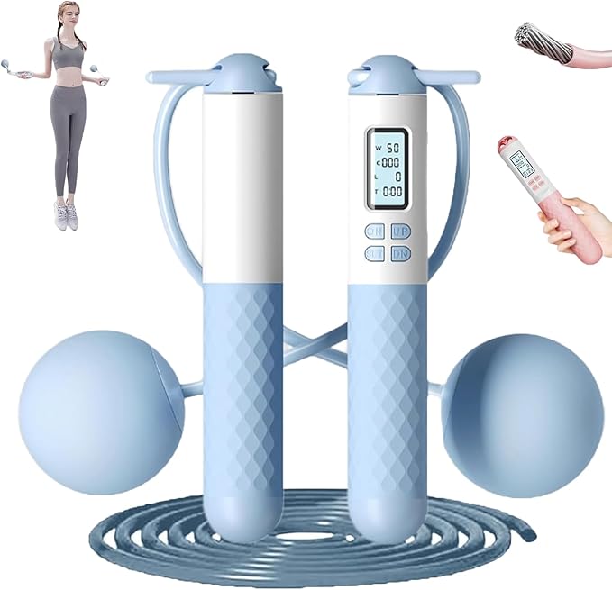 Runaivete Skipping Rope with Counter, 2026 New Cordless Jump Rope, Smart Weighted Jump Rope, Intelligent Adjustable Digital Timer & Calorie Burned Counting Jumprope with LCD Display
