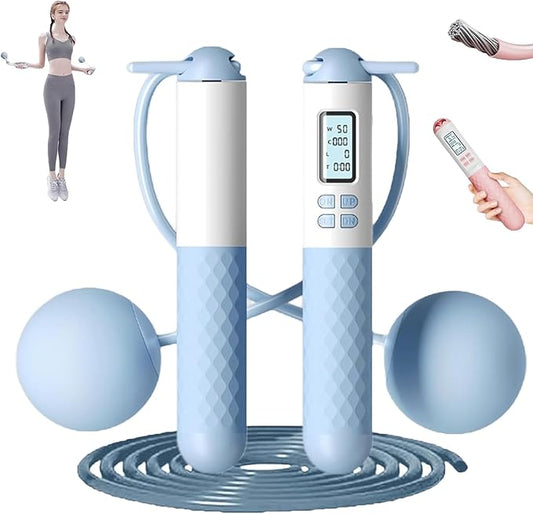 Runaivete Skipping Rope with Counter, 2026 New Cordless Jump Rope, Smart Weighted Jump Rope, Intelligent Adjustable Digital Timer & Calorie Burned Counting Jumprope with LCD Display