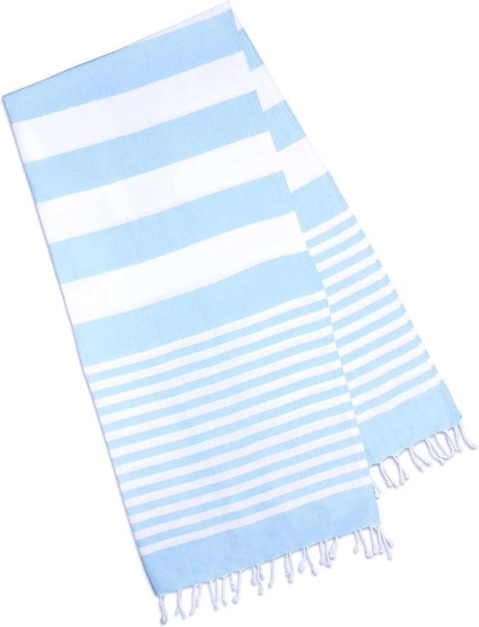 Urban Villa (Set of 6, 36x72 Inches Turkish Beach Towel Oversized Absorbent Extra Large - Sand Free Quick Dry Bath Towels - Lightweight Travel Cruise Camping Spa Towels - Light Blue