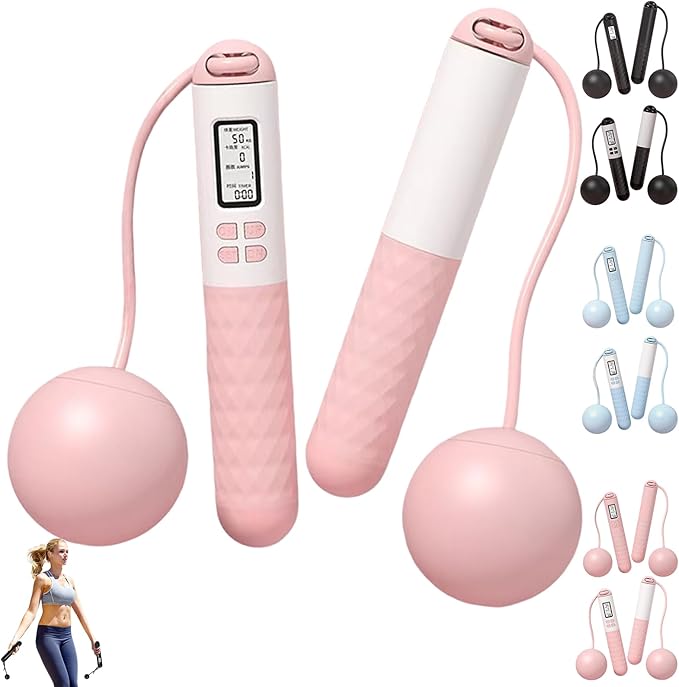 Runaivete Skipping Rope with Counter, Cordless Jump Ropewith LCD Display, Smart Weighted Jump Rope, Displaying Jump Count, Time&Calories Burned Counting Jumprope for Fitness&Lose Weight