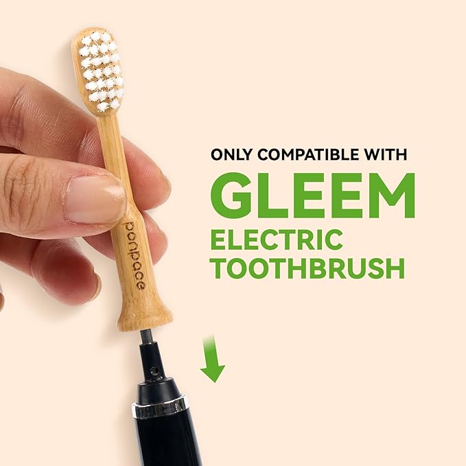 Bamboo Toothbrush Heads Compatible with Gleem, Extra Soft Castor-Oil Bristles for Sensitive Teeth, Eco-Friendly & Gentle Cleaning