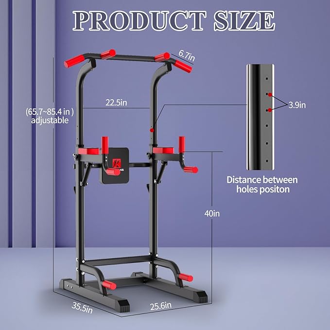 K KiNGKANG Power Tower Dip Station, Multi-Function Assistive Trainer Pull Up for Home Gym Muscle Building and Beginner Exercises,Load 450LBS