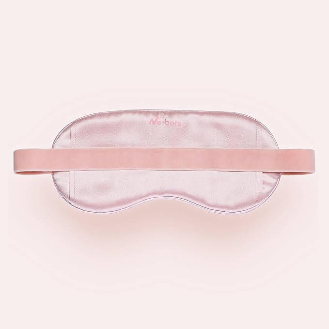 Luxury Silk Sleep Mask with 22mm Mulberry Silk, Velvet Elastic Band, Heat Therapy Pocket, and Travel Pouch, Pink Color