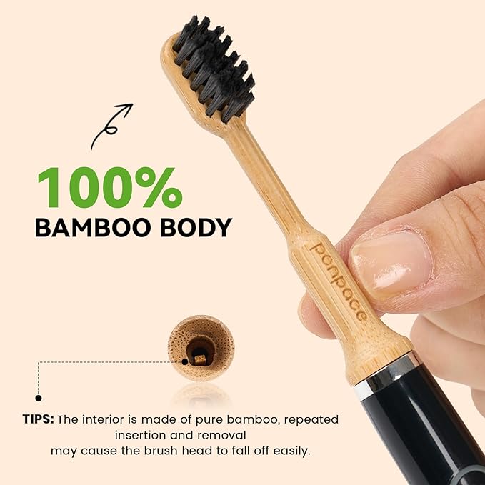 Bamboo Toothbrush Heads Compatible with Gleem, Soft Castor-Oil Bristles, Biodegradable Toothbrush Replacement Heads, Eco-Friendly & Daily Cleaning