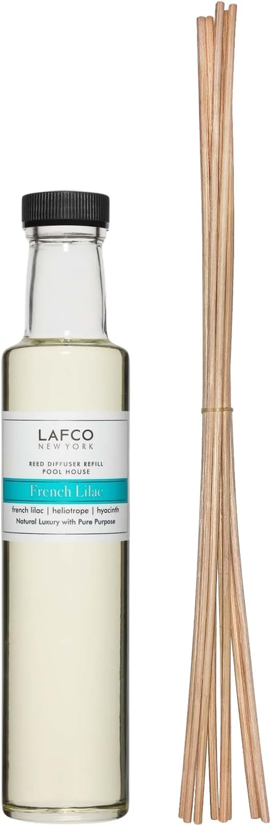 LAFCO New York Reed Diffuser Refill, French Lilac - 8.4 oz - Up to 4-Month Fragrance Life - Includes Natural Wood Reeds - Free of Dyes & Propellants - Made in The USA