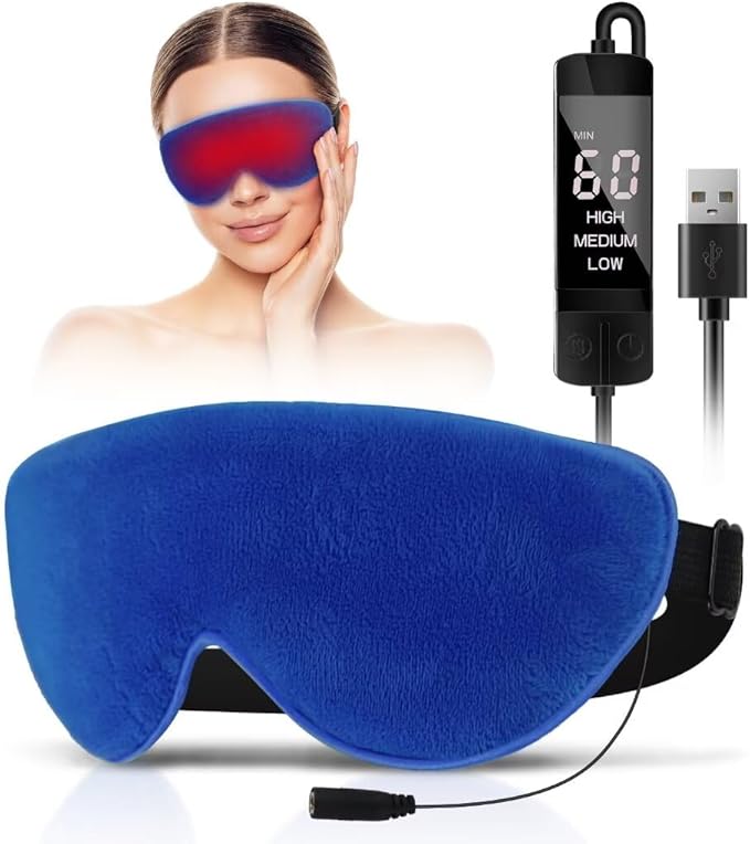 Kovnlo Heated Eye Mask, Washable USB Electric Warm Compress Eye Heating Pad for Dry Eyes, Blepharitis, Syndrome, Chalazion, Stye, MGD and Steam Moist to Unclog Glands