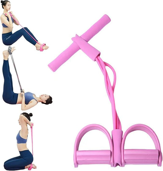 21 Fitness Resistance Bands - 4 Tube Pedal Ankle Puller, Yoga Handle Bands Exerciser Multifunction Trainer Tension Rope for Body, Abdomen, Waist, Arm, Tummy Exercise Stretching Training (Color : Pink
