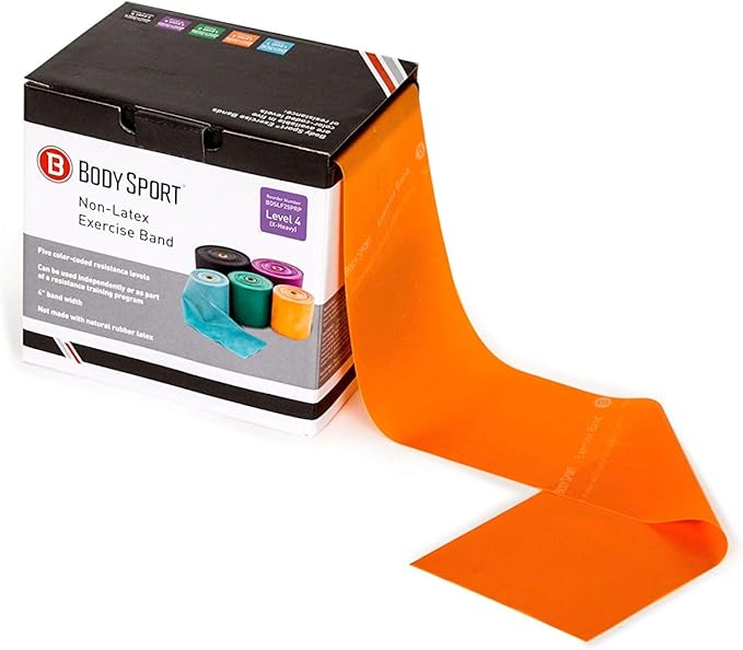 Body Sport Exercise Band, 25 yd. x 4 in. Roll - Home & Gym Fitness Equipment for Stretching, Strength Training & Physical Therapy